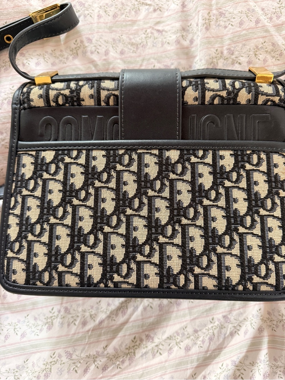 Black and Beige Monogram Canvas Shoulder Bag